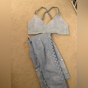 Free People Light Blue Active wear SET